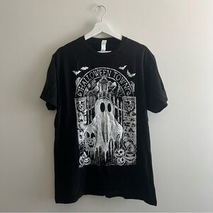 Tultex Black Halloween Ghost Tee